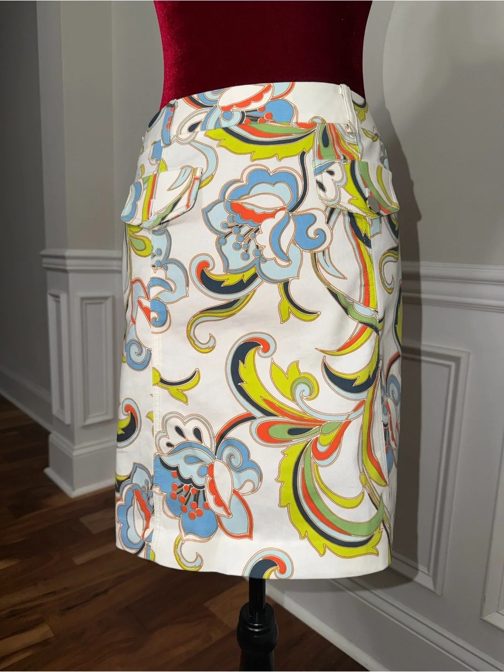 LINE by LYNN South Korea Designer Floral Paisley Pleated Skirt‎ | Size 4